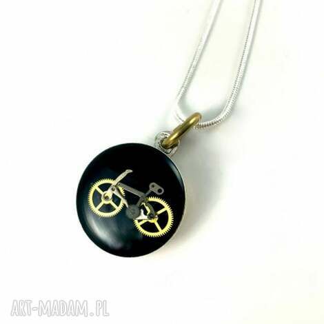 Wisior Bike Black - naszyjnik rower steampunk z mechanizmowym akcentem