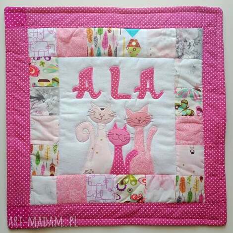 Poszewka na poduszkę z imieniem dziecka - personalizacja patchwork 40x40