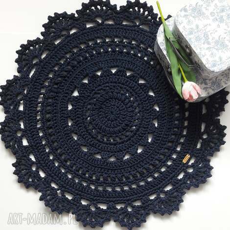 Dywan Mandala Lace 70 cm - ażurowy dywan szydełkowy ze sznurka bawełnianego