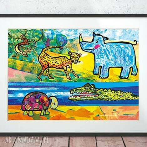 Plakat Zoo do pokoju dziecka 21x30 - zwierzęta, autorska grafika