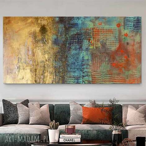 Duży obraz strukturalny „Kontrast i złoto” 100x200 cm