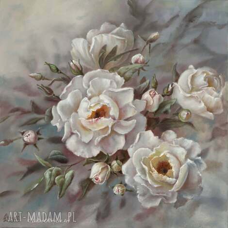 Róże - ręcznie malowany obraz olejny 60x60 cm Lidia Olbrycht