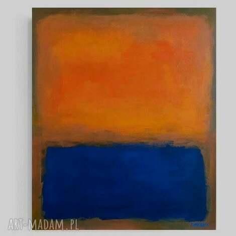 Abstrakcyjny obraz akrylowy 60x50 cm - pomarańcz i granat