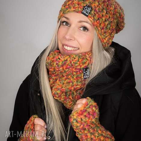 rękawiczki 34 - multikolor - mitenki, bez palców, bez palcow, melanż, upominek