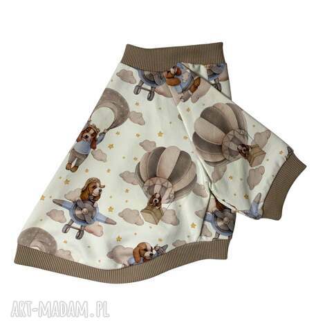 Ręcznie szyta bluza dla psa PIES W BALONIE - raglanowy rękaw, rozmiar L