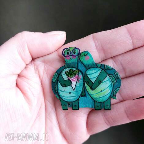 broszka z żółwikami, żółw, prezent dla wnuczki, prezent