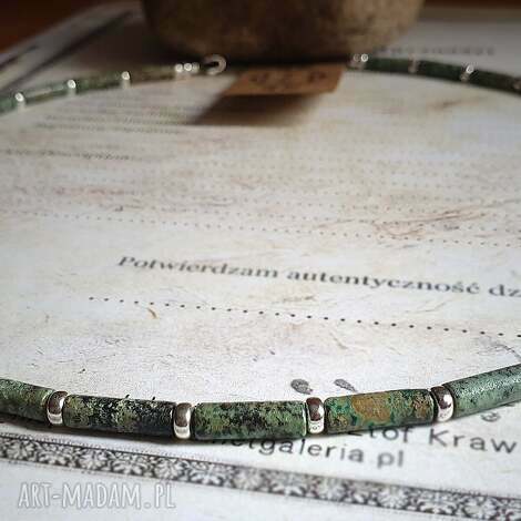 Turkus afrykański naszyjnik męski handmade - srebro 925