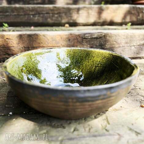 Zielona malachitowa umywalka ceramiczna 31 cm - nablatowa okrągła, ręcznie robiona