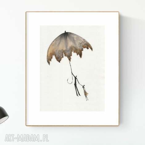 Obraz 30x40 cm malowany ręcznie tuszem - czarno-biała abstrakcja