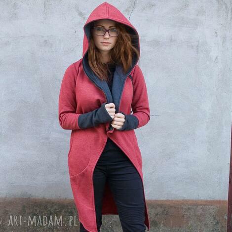 NavahoClothing: płaszcz asmi z kapturem, długa bluza, na zamek ciepła dresowa