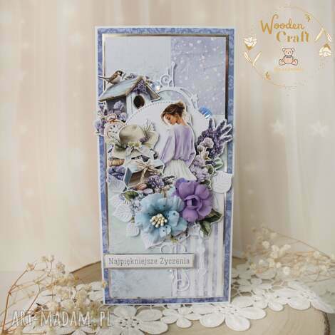 kobieca kartka urodzinowa, urodziny violet memories 1 gotowa, urodzinowa kartka