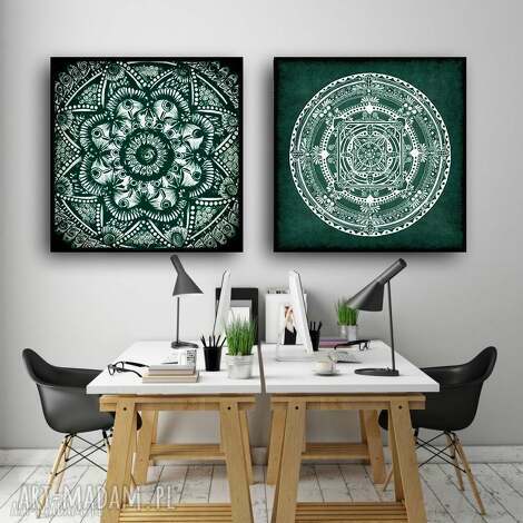Zestaw 2 prac 50x50 cm - mandale na papierze artystycznym (mat) | art-Madam.pl