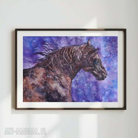 Galopujący koń - oryginalna akwarela 43x61 cm