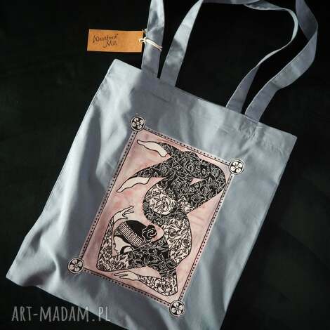 kalinea ręcznie malowana bawełniana torba tote na ramię joga prezent