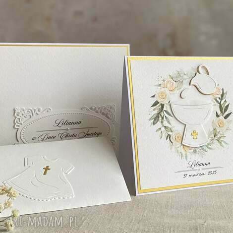 Personalizowana kartka na chrzest z pudełkiem i kopertą - wzór 53c