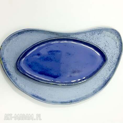Komplet Patery Blue - niebieskie patery i talerze ceramiczne ręcznie robione do serwowania