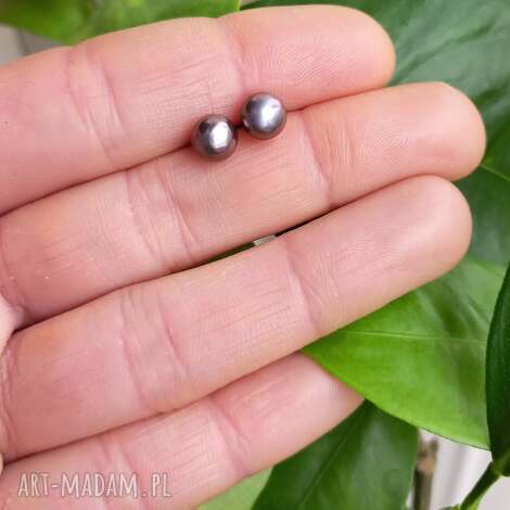 Kolczyki sztyfty z fioletowych pereł 5 mm - srebro 925 (Nori)