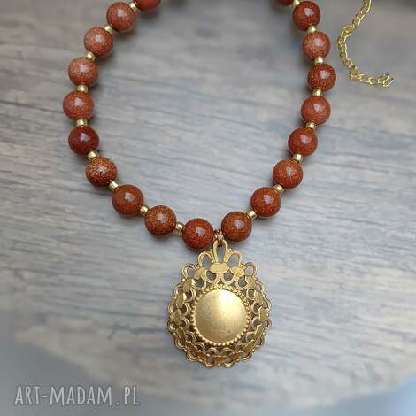 naszyjnik korale piasek pustyni medalion (naszyjnik piasek pustyni, kulki )