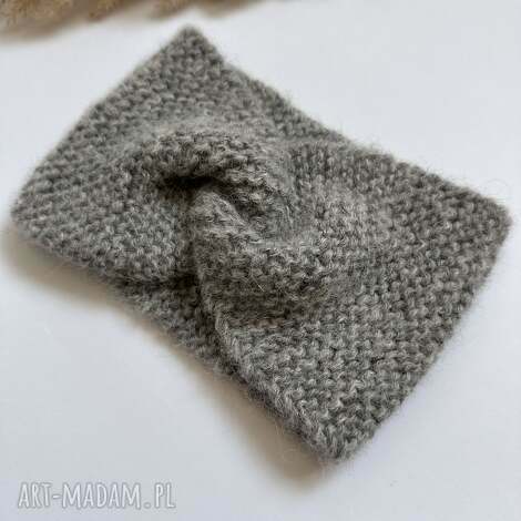 wełniana opaska twist na głowę 100 alpaka, naturalne