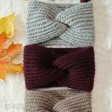 Opaska damska z kaszmiru i wełny merino - handmade