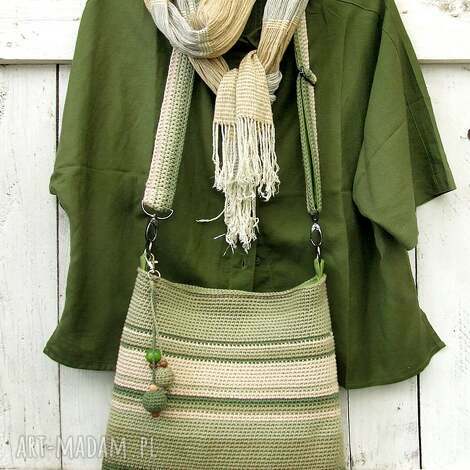 pracownia launico bawełniana listonoszka ręcznie wykonana - mięta i szałwia