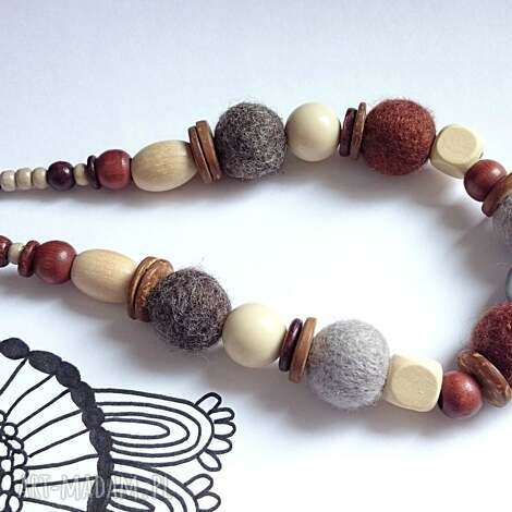 caffe latte - naszyjnik, filc, filcowy, korale