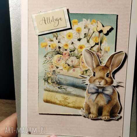 Ręcznie robiona kartka wielkanocna w stylu scrapbooking - Wielkanoc 6 (z kopertą)