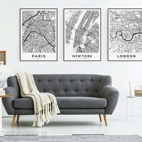 Zestaw 3 plakatów Hogstudio A4 21x29,7 cm - biel i czerń do domu