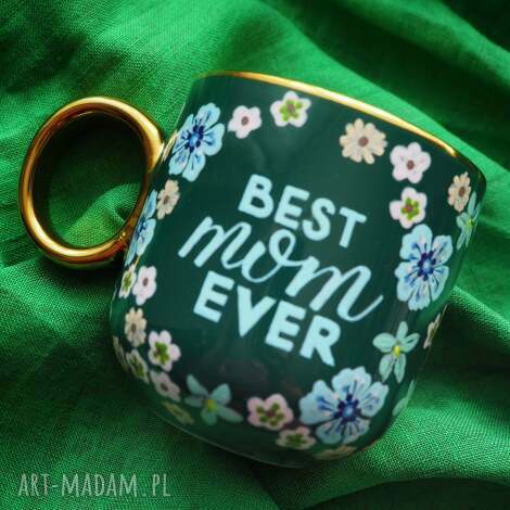 kalinea ręcznie malowany kubek dla mamy best mom, na dzień matki, stylowy