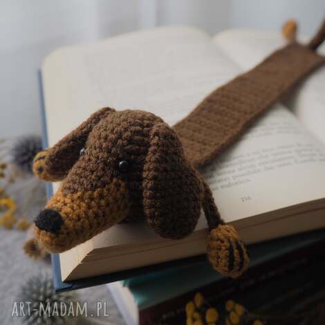 zakładka do książki czekoladowy jamnik piesek czytelnika, psiary