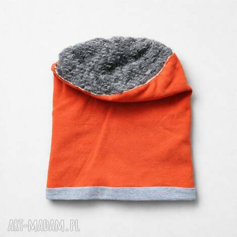 czapka damska szaro pomarańczowa, dobra na codzienne noszenie