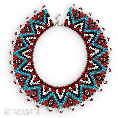 Naszyjnik kołnierz łemkowski z koralików - elegancki choker handmade