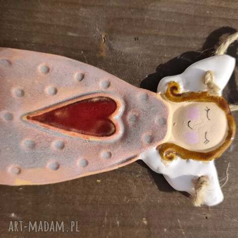 Ceramiczny aniołek na chrzest - rękodzieło handmade