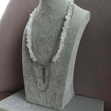naszyjnik podwójny z kryształu górskiego - biżuteria na prezent, dla niej