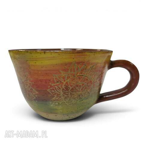 Filiżanka ceramiczna z mandalą 300 ml - rękodzieło