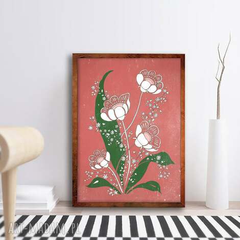 Autorska grafika Kwiaty 50 x 70 cm - plakat obraz z bukietem
