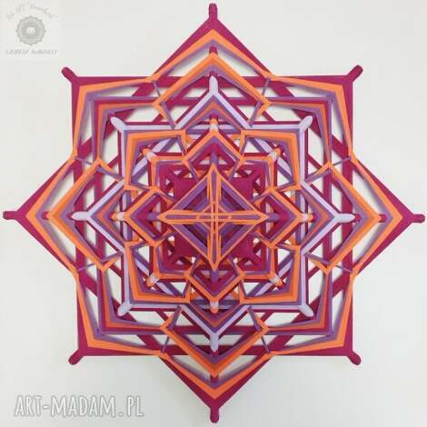 Mandala Żywioły Ogień i Ziemia - rękodzieło 50x50 dekoracja ścienna
