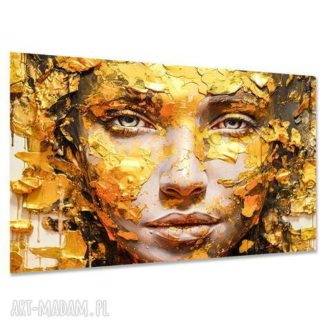 Obraz KOBIETA 48 na płótnie - złota twarz glamour 120x80