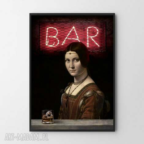 Plakat Old Whisky 50x70 cm - portret w stylu neon do wnętrz