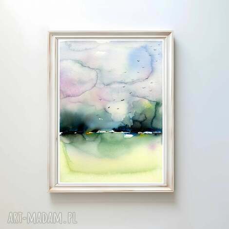 oryginalna akwarela A4 pejzaż ilustracja, plakaty, widok obraz
