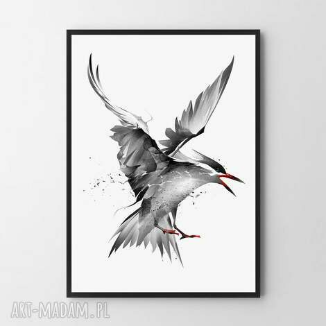 Plakat Obraz Szary 2 A2 42x59.4 cm z ptakami do sypialni - Hogstudio