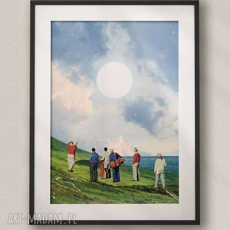 Plakat Klify Seven Sisters - Kolaż Fine Art, surrealistyczna grafika z Anglii