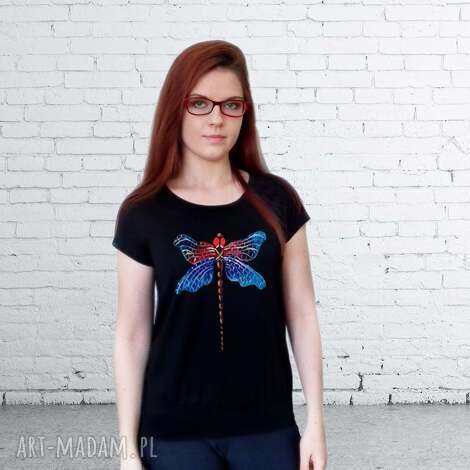 bawełniana bluzka damska - ręcznie malowana unikalna kobiecy fason, wygodna