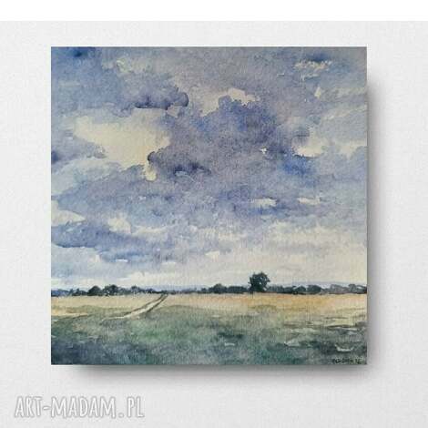 Oryginalny pejzaż akwarelowy 20 x 20 cm