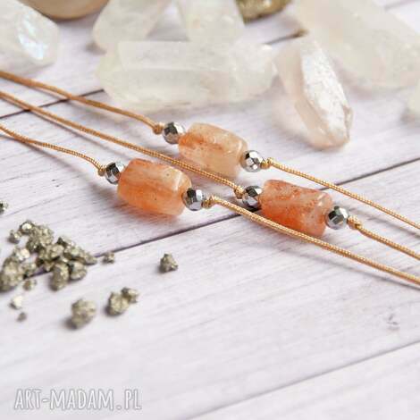 Amulet Optymizm - kamień słoneczny i hematyt, bransoletka handmade
