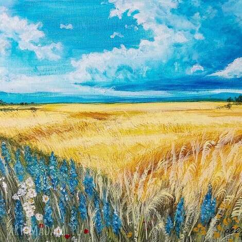 Pejzaż akrylowy na płótnie „Wakacje na wsi” 30x40 cm