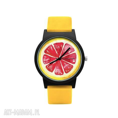 zegarek z silikonowym paskiem grejpfrut cytrus, owoc, prezent delikatny, zabawny wiosenny