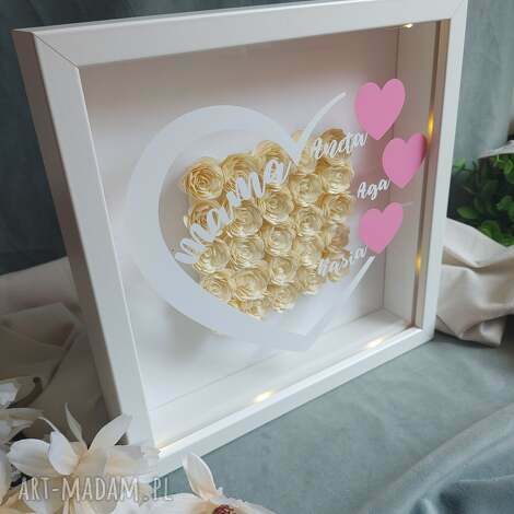ramka 3d z podświetleniem dla mamy dzień matki serce