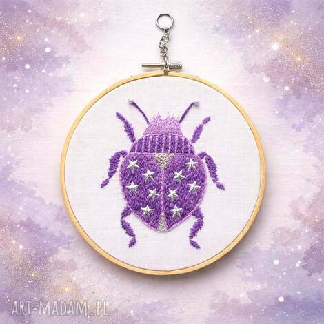 chrząszcz z gwiezdnego ogrodu dekoracja na ścianę owady haft ręczny
