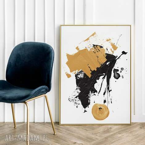 Plakat dla kobiety Mazy brudne złoto 50x70 cm - abstrakcyjna dekoracja do sypialni